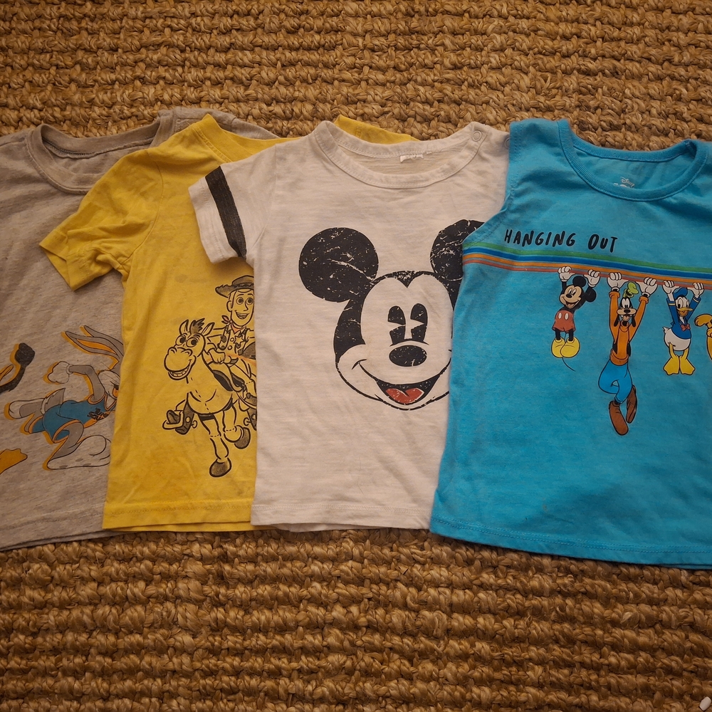 Disney Kids Graphic T-Shirts - Gray, Yellow, White, Blue